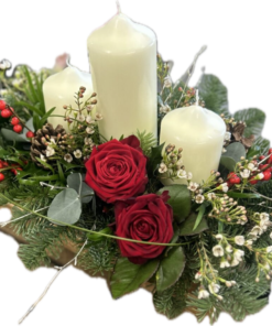 Christmas candle table arrangement
